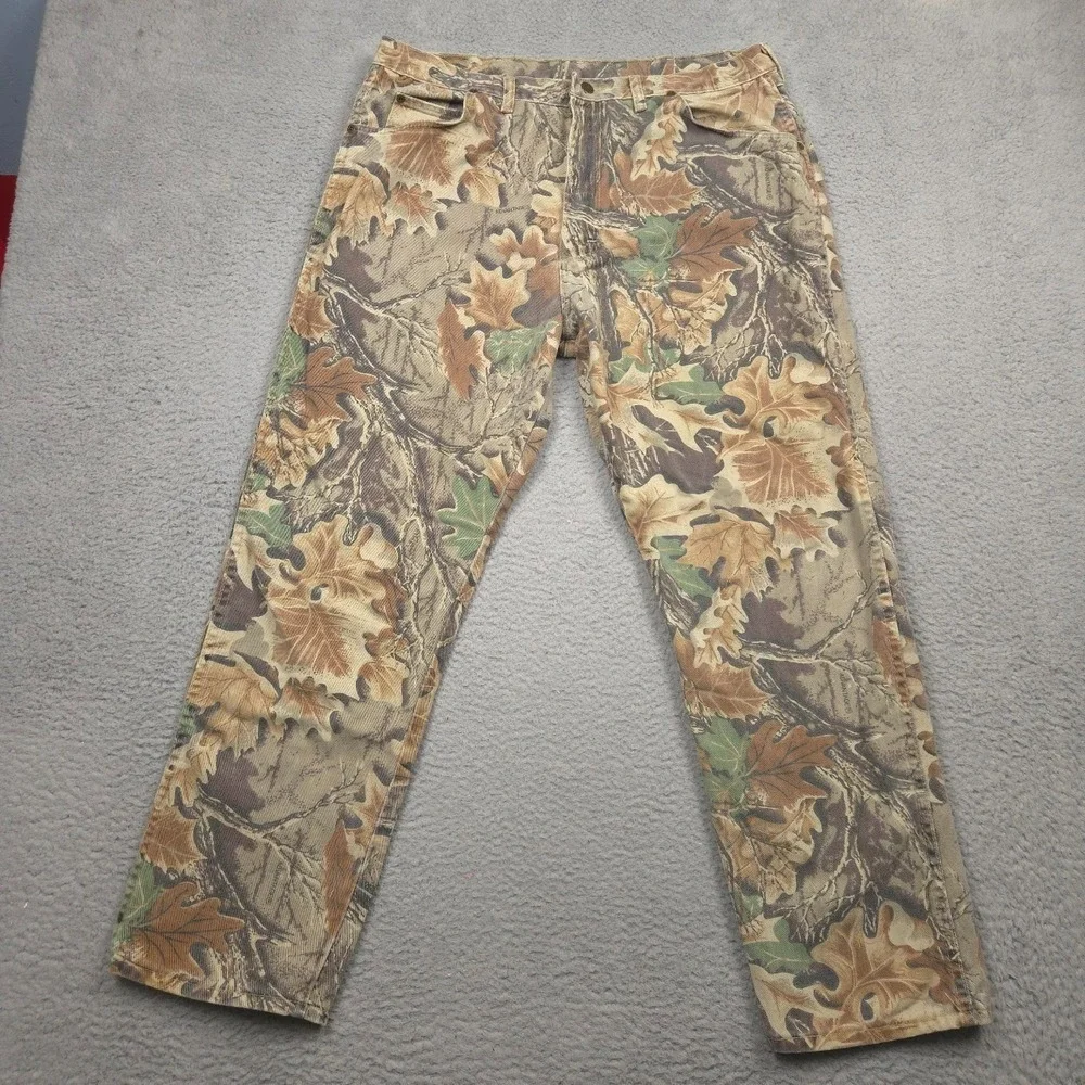 Wrangler Rugged Wear Vintage Camo Jeans Mens 40x32 USA Hunting Pants 35006CF